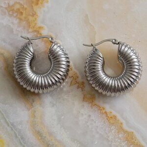 Silver Chunky Tarnish Resistant Earrings